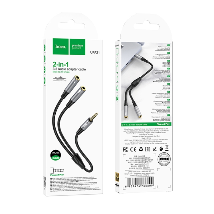 Audio 3,5 mm aux muški na 2 x ženski adapter kabel za slušalice - Slika 4