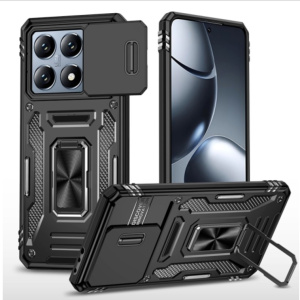 crna maska za xiaomi 14T Pro sa zaštitom kamere i metalnim prstenom