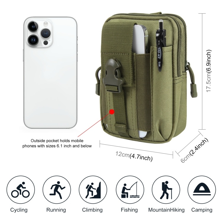 HAWEEL Taktička Torbica za Remen i Mobitel do 7.0" – Army Green - Slika 7